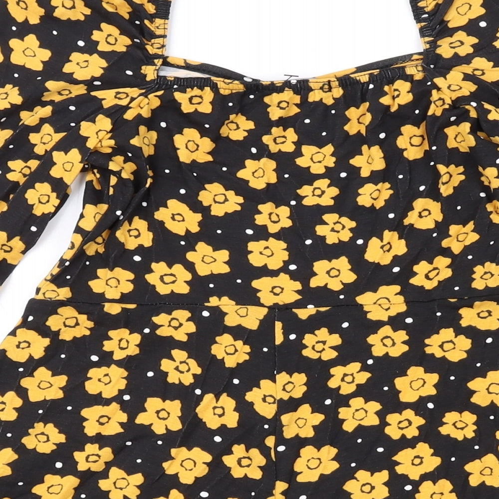 Boohoo Womens Black Flecked Vinyl Playsuit One-Piece Size 8 Pullover