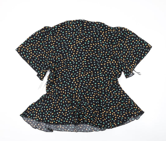 Womens UK Size 14 Girl in Mind Black Basic Blouse
