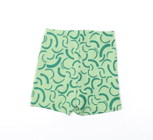 Bershka Womens Green Geometric Polyester Basic Shorts Size XS L3 in Regular Pull On