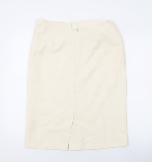 Damart Womens Ivory Polyester Straight & Pencil Skirt Size 16 Zip