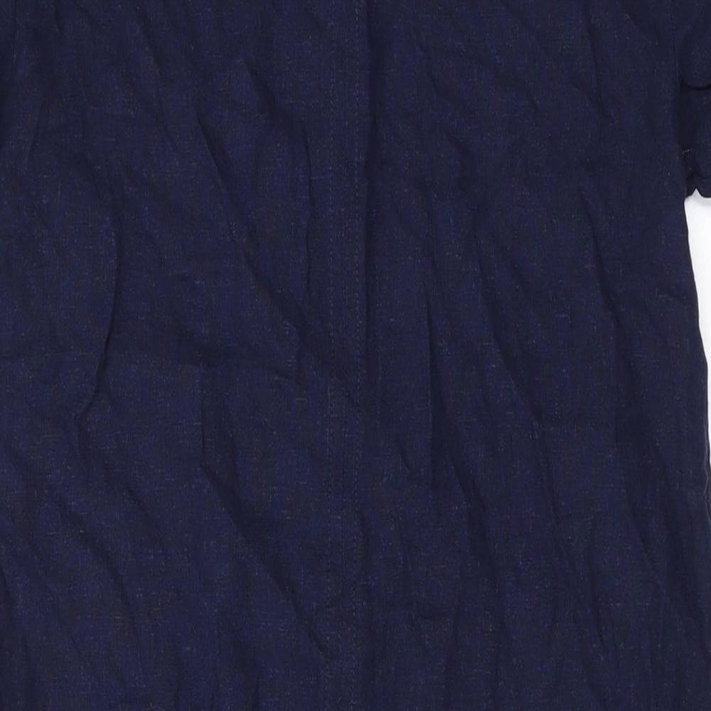 Marks and Spencer Womens Blue Linen A-Line Size 6 V-Neck Pullover