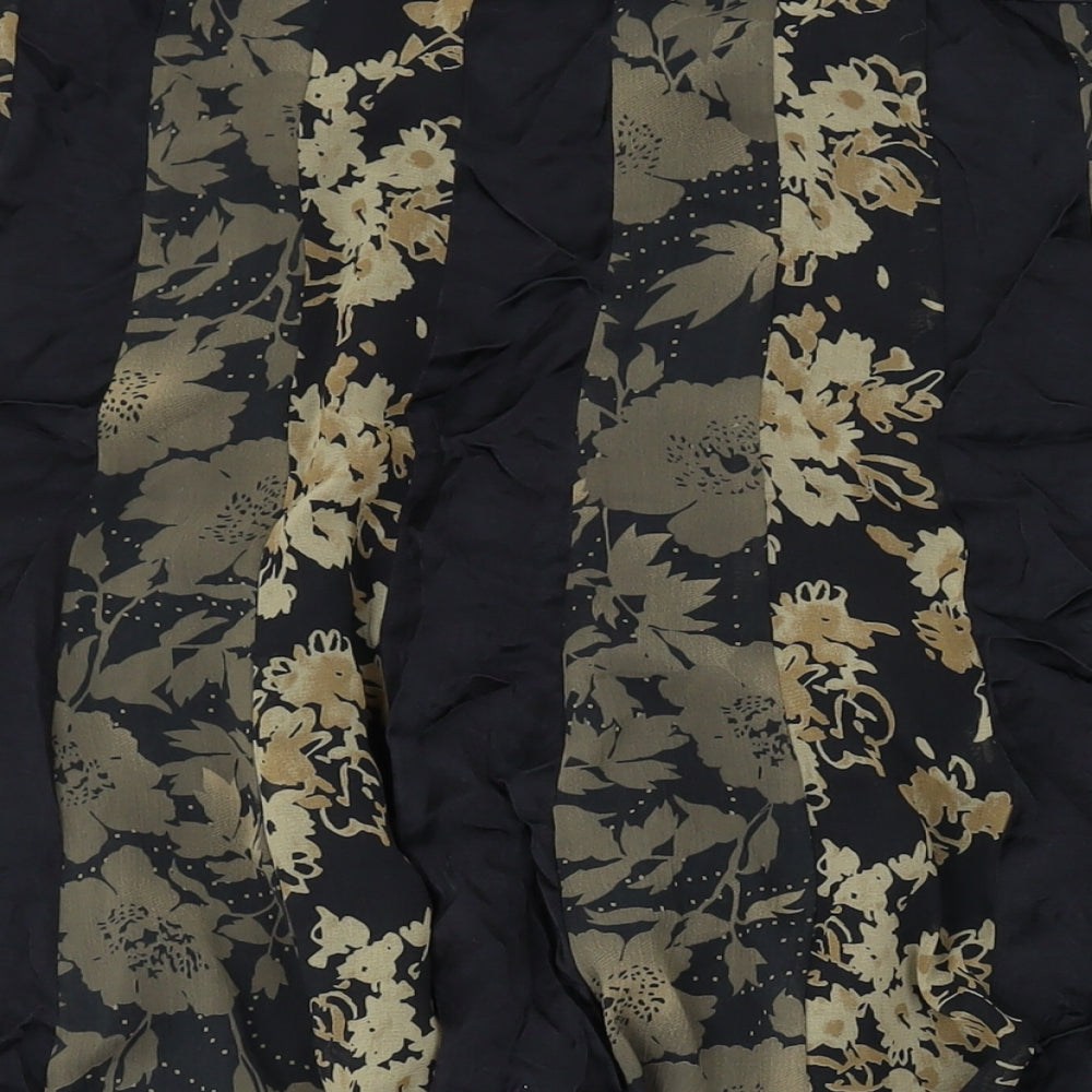 Per Una Womens Black Floral Polyester Swing Skirt Size 14 Zip