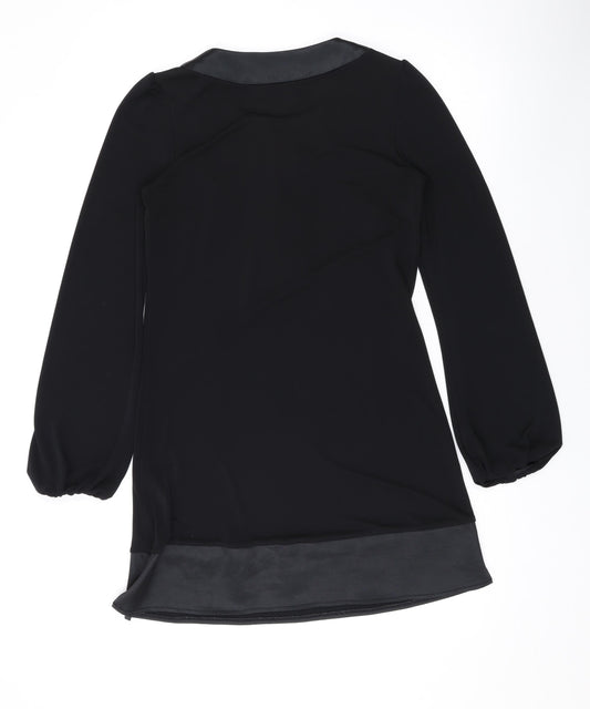 River Island Womens Black Polyester A-Line Size 8 Scoop Neck Pullover