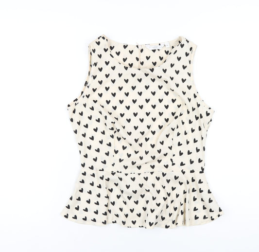 Womens UK Size 12 New Look Ivory Basic T-Shirt