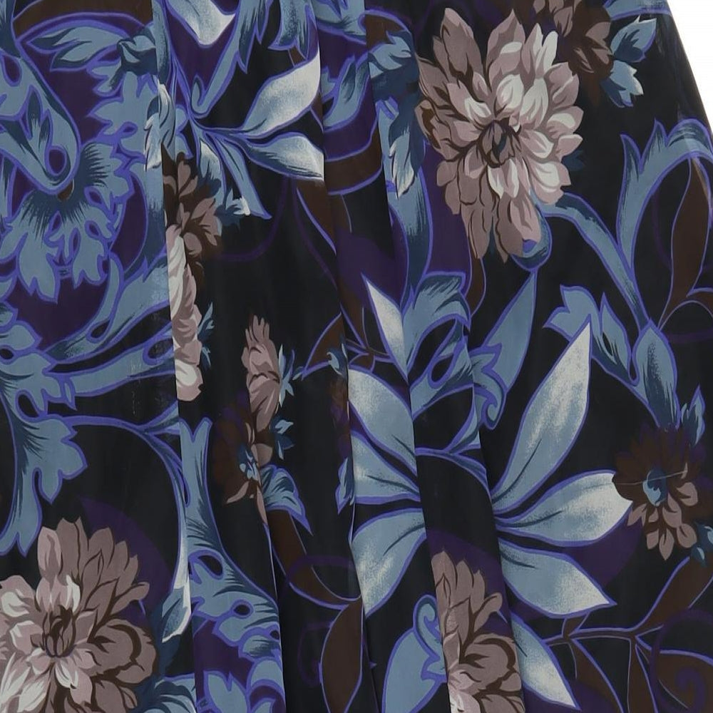 David Butler Womens Blue Geometric Polyester A-Line Skirt Size 32 in Zip