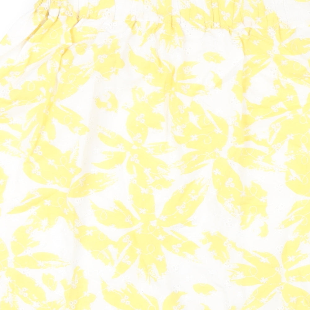 Marks and Spencer Womens Yellow Geometric Cotton A-Line Skirt Size 16