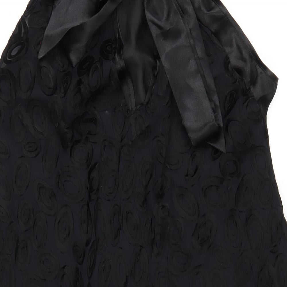 Definitions Womens Black Silk A-Line Size 12 Round Neck Tie