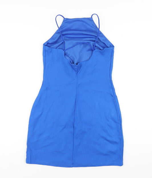 Stradivarius Womens Blue Viscose Mini Size M Square Neck Pullover