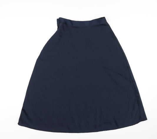 H&M Womens Blue Polyester A-Line Skirt Size 8 Zip