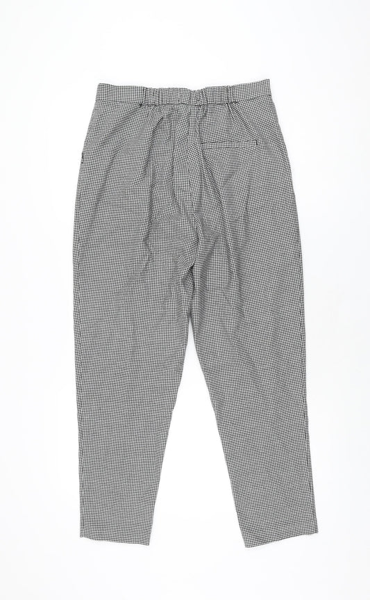 New Look Womens Grey Geometric Polyester Trousers Size 10 L26 in Regular Zip - Houndstooth