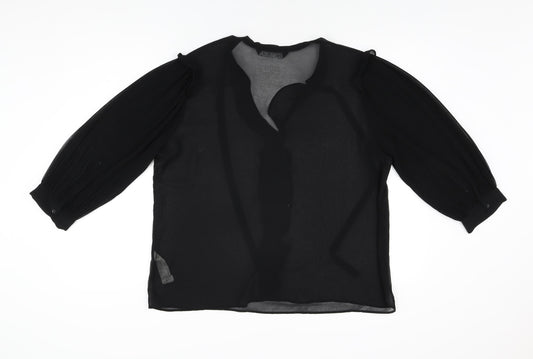 Womens UK Size L Zara Black Basic Blouse