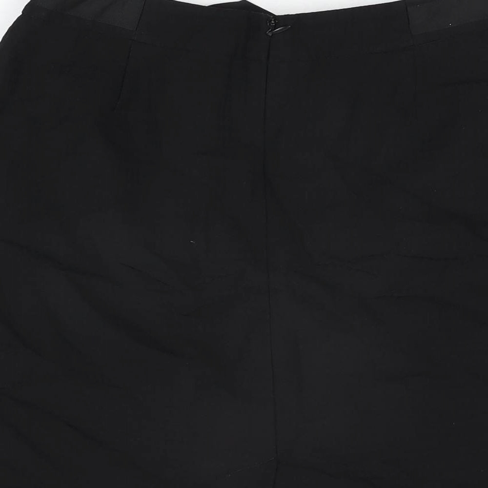 Precis Womens Black Wool A-Line Skirt Size 12 Zip