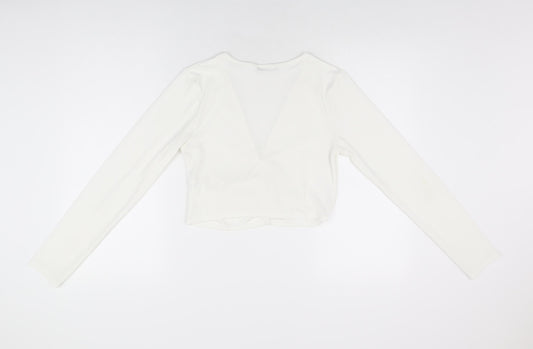 Womens UK Size M Zara White Basic Button-Up