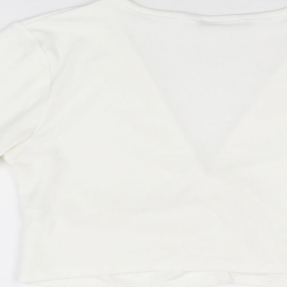 Womens UK Size M Zara White Basic Button-Up
