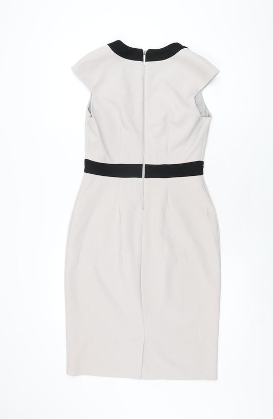 Dorothy Perkins Womens Grey Polyester Bodycon Size 8 V-Neck Zip