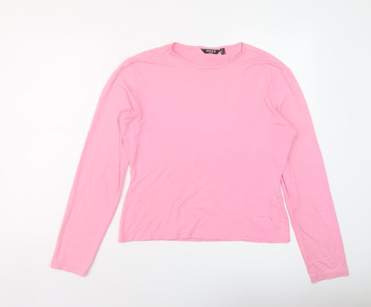 Additional front view of Mexx women’s pink polyester basic t-shirt, size L, round neck