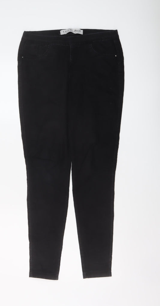 Additional front view of Denim & Co. women’s black cotton jegging jeans, size UK 10, 28-inch leg regular