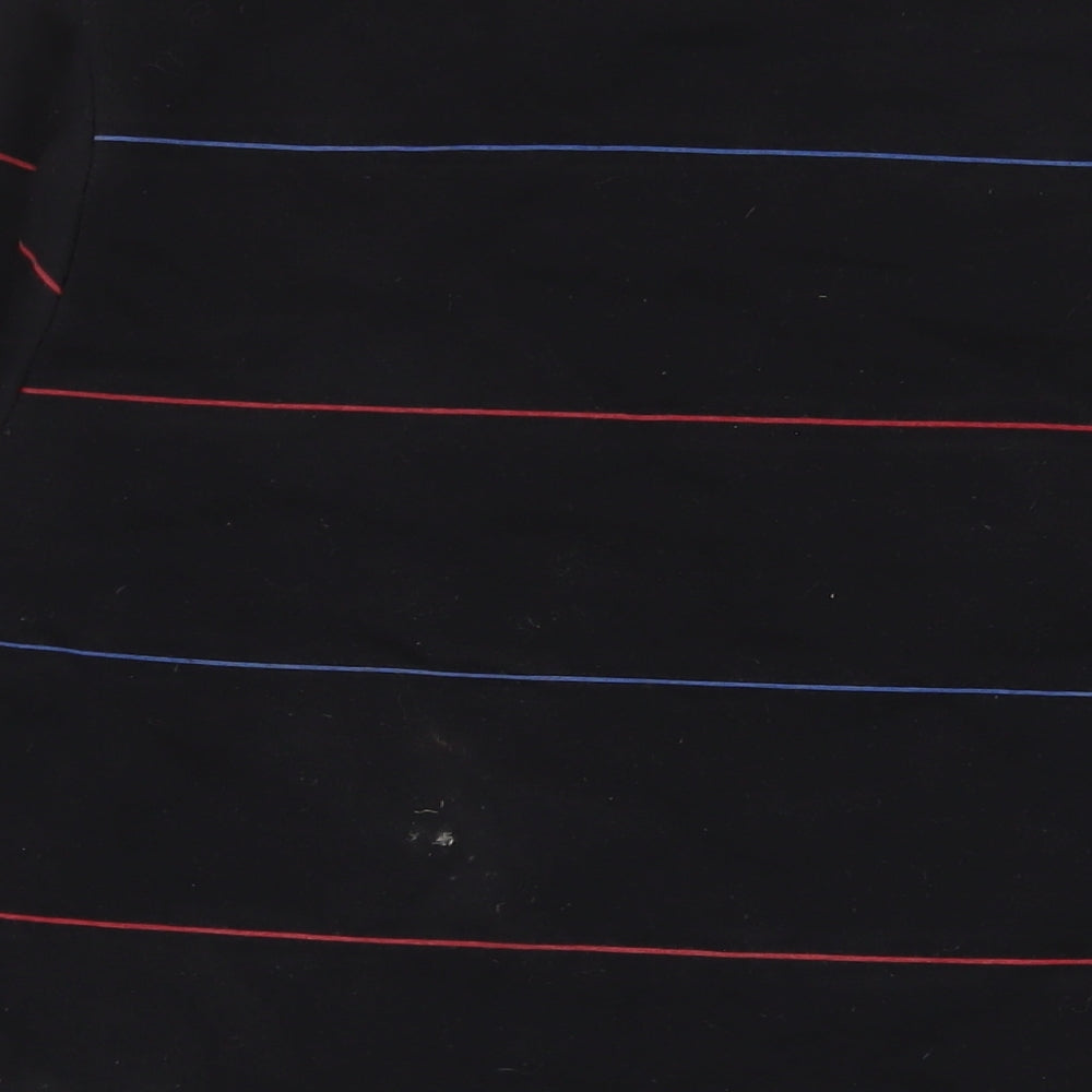 Topman Mens Black Striped Cotton Pullover Sweatshirt Size XL - Embroidered