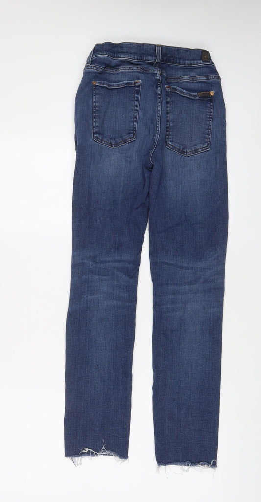 7 For All Mankind Womens Blue Cotton Straight Jeans Size 28 in L29 in Regular Zip