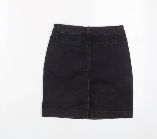 Missguided Womens Black Cotton A-Line Skirt Size 8 Zip