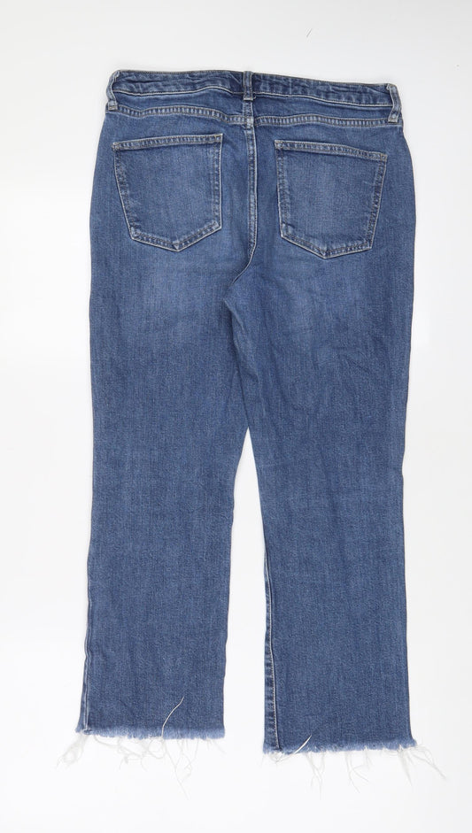 Topshop Womens Blue Cotton Straight Jeans Size 30 in L30 in Regular Zip