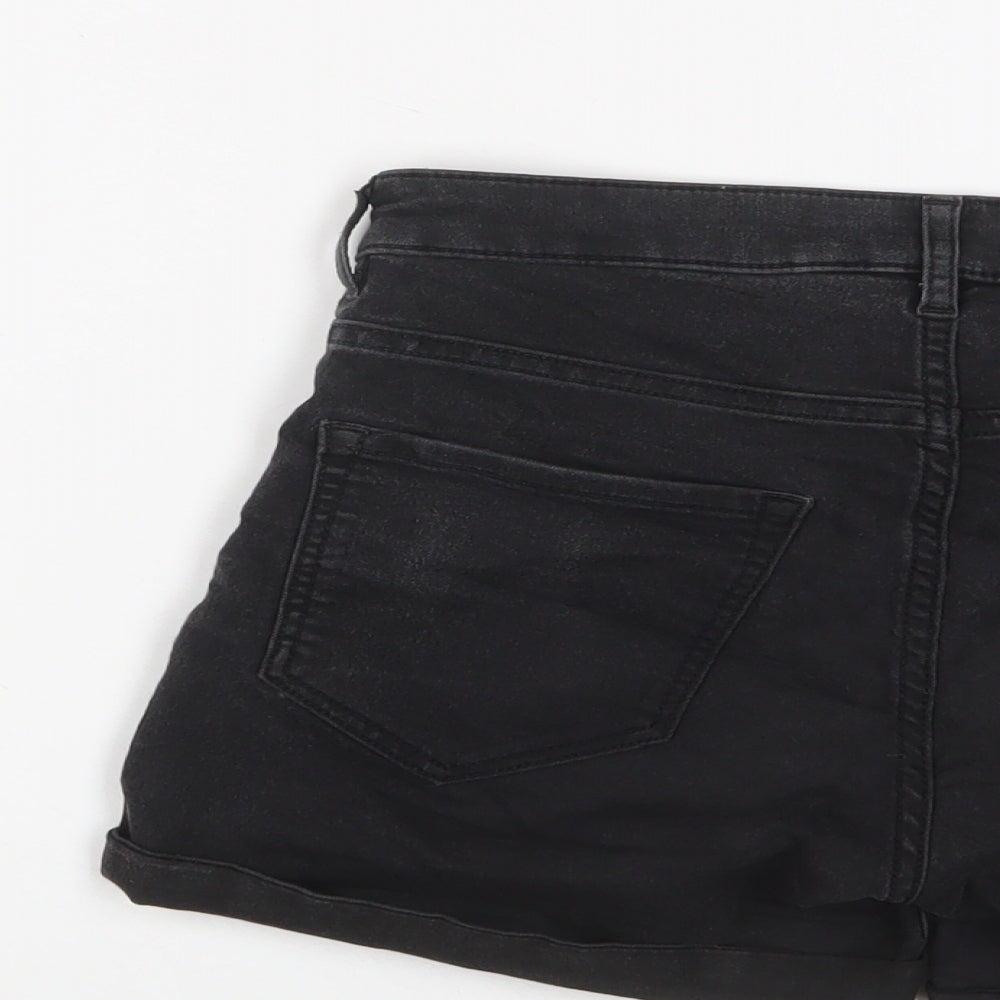H&M Womens Grey Cotton Basic Shorts Size 8 L3 in Regular Zip