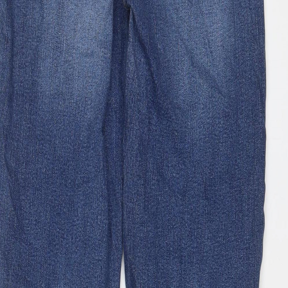 NEXT Womens Blue Cotton Skinny Jeans Size 6 L28 in Relaxed Zip