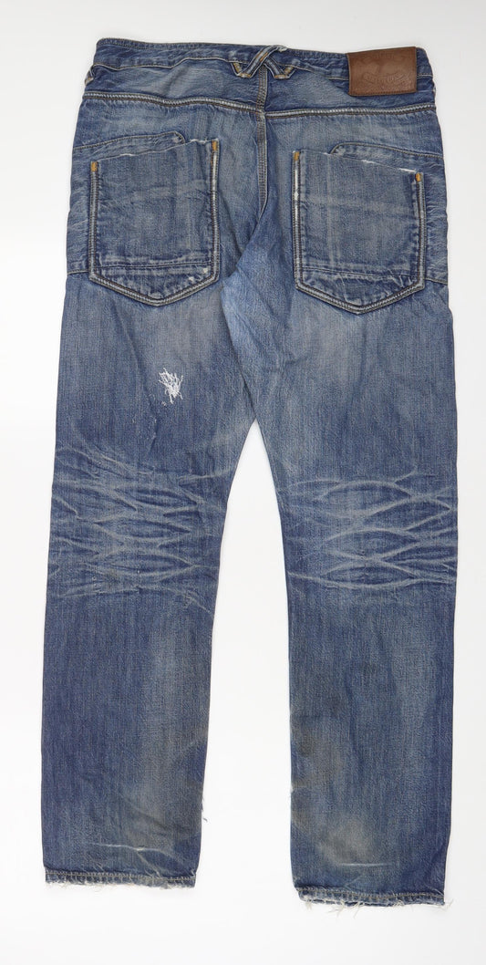 Natural Selection Mens Blue Cotton Straight Jeans Size 32 in L31 in Regular Zip
