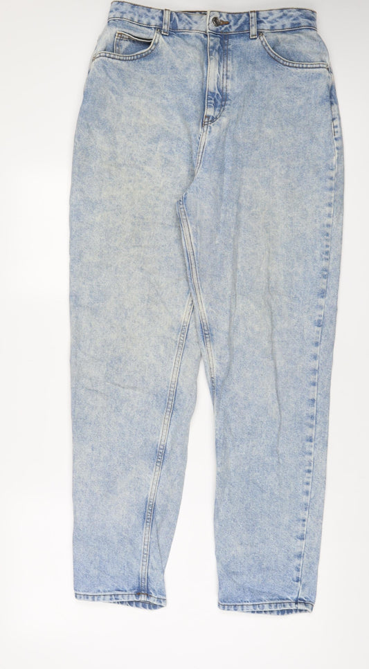 Additional front view of ASOS women’s blue cotton straight jeans, size UK 30, 32-inch leg regular zip