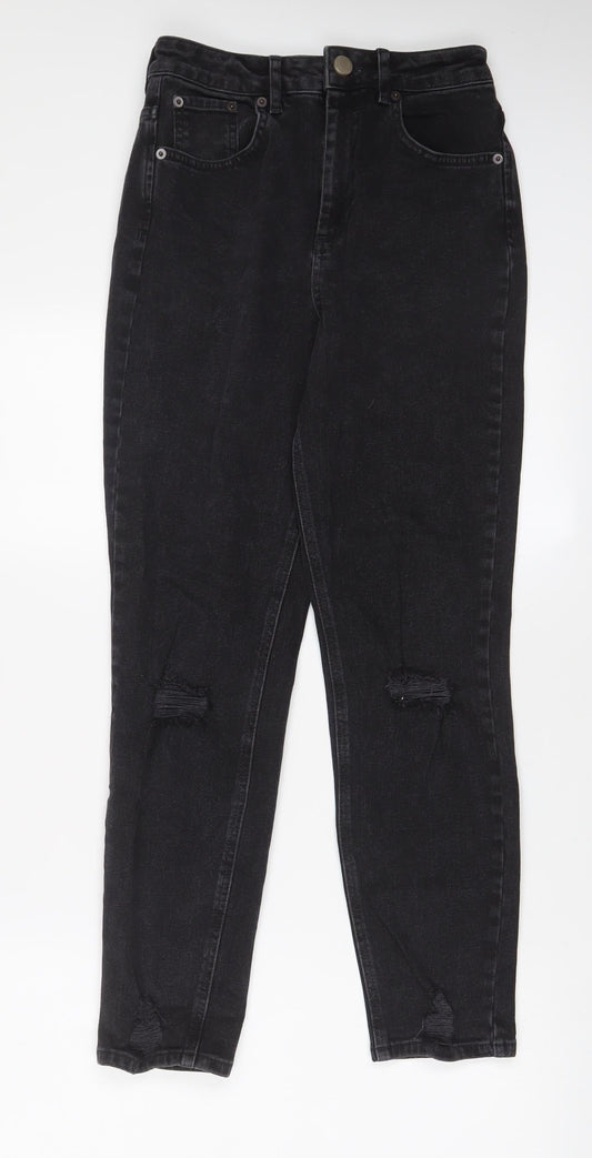 Additional front view of ASOS women’s black cotton skinny jeans, size UK 26, in, 32-inch leg regular zip
