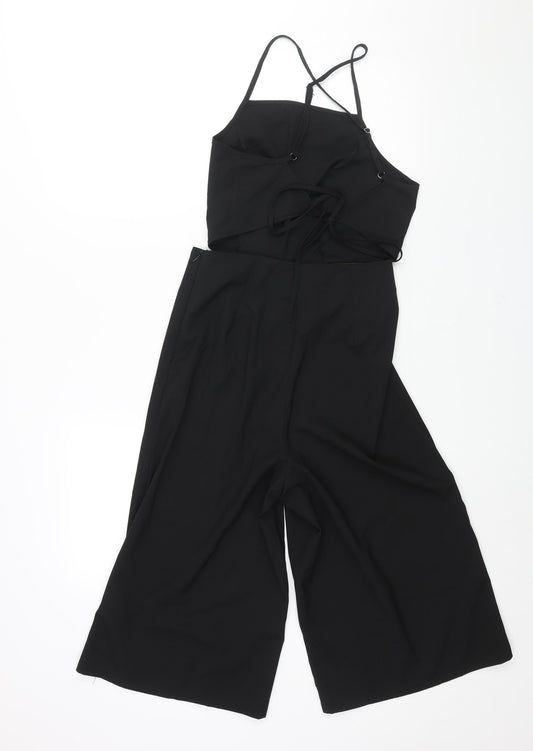 Missguided Womens Black Polyester Jumpsuit One-Piece Size 6 L16 in Zip - Cut Out