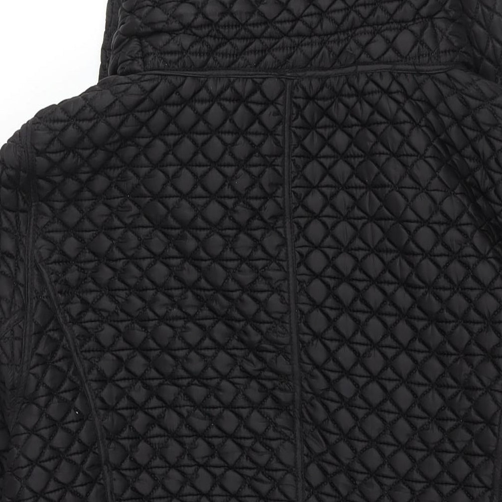 Yera Womens Black Quilted Coat Size L Zip - Layered