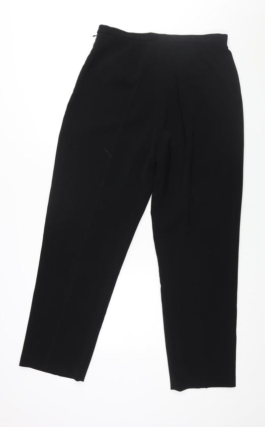 AMARANTO Womens Black Polyester Trousers Size 16 L29 in Regular Zip