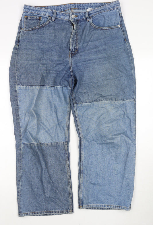 Womens UK Size 32 in Monki Regular Fit Mom Blue Jeans