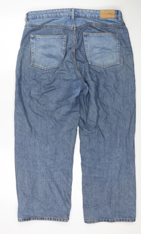 Monki Womens Blue Cotton Mom Jeans Size 32 in L25 in Regular Zip