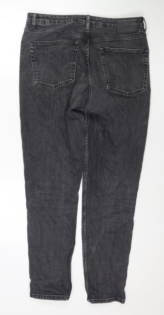Topshop Womens Grey Cotton Straight Jeans Size 32 in L34 in Regular Zip