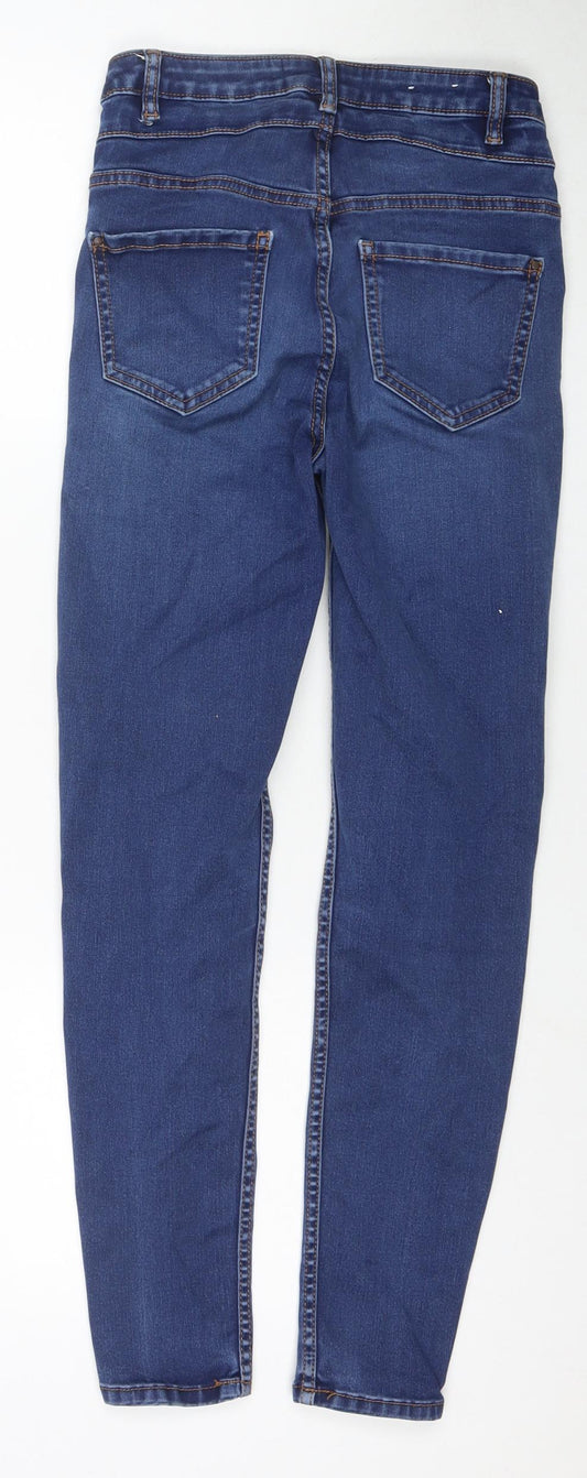 New Look Womens Blue Cotton Skinny Jeans Size 8 L26 in Regular Zip