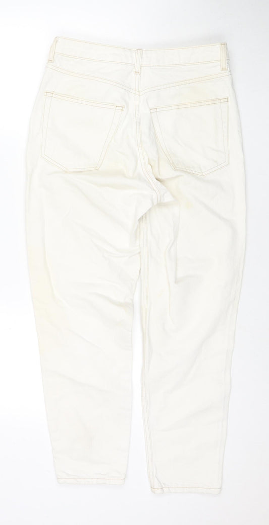 Topshop Womens White Cotton Mom Jeans Size 28 in L30 in Regular Zip