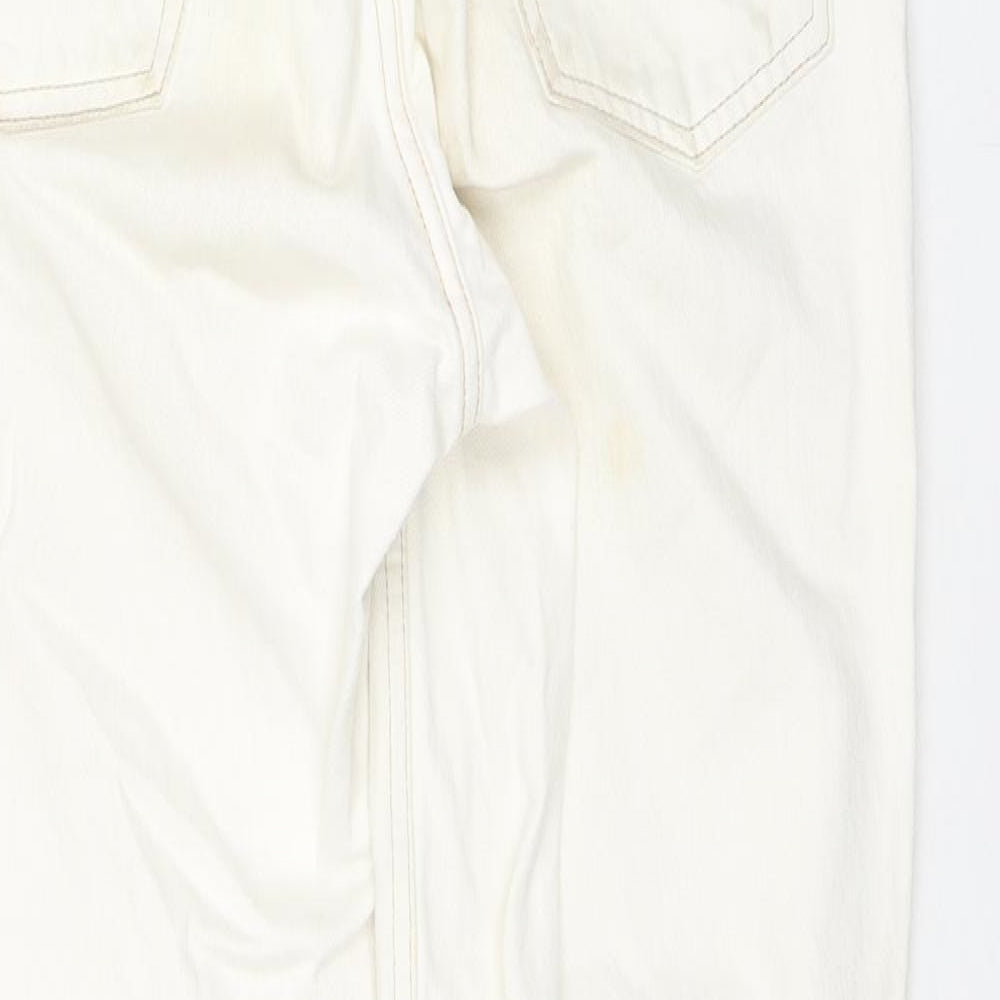 Topshop Womens White Cotton Mom Jeans Size 28 in L30 in Regular Zip