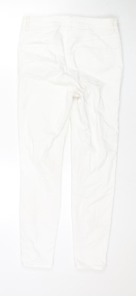 NEXT Womens White Cotton Skinny Jeans Size 10 L27 in Regular Zip