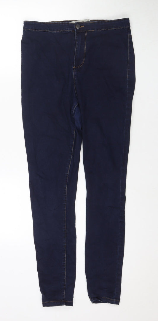 Additional front view of Denim & Co. women’s blue polyester blend skinny jeans, size UK 14, 29-inch leg regular zip