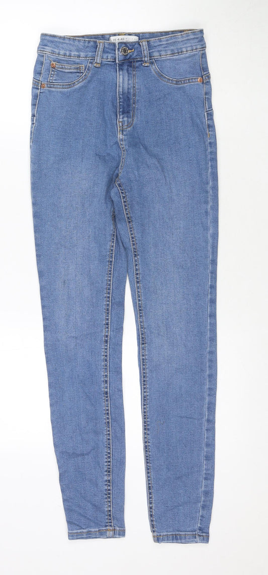 Additional front view of Denim & Co. women’s black cotton skinny jeans, size UK 8, 28-inch leg regular zip