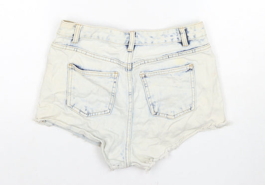 Denim & Co. Womens Blue Cotton Hot Pants Shorts Size 8 L3 in Regular Zip - Distressed
