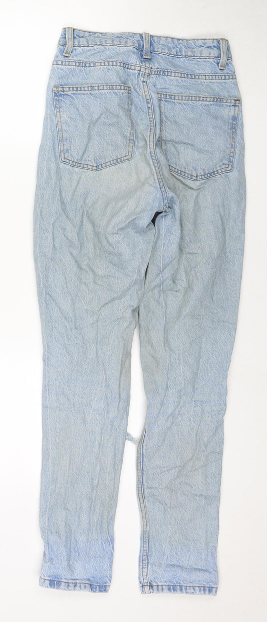 Denim & Co. Womens Blue Cotton Straight Jeans Size 4 L28 in Regular Zip