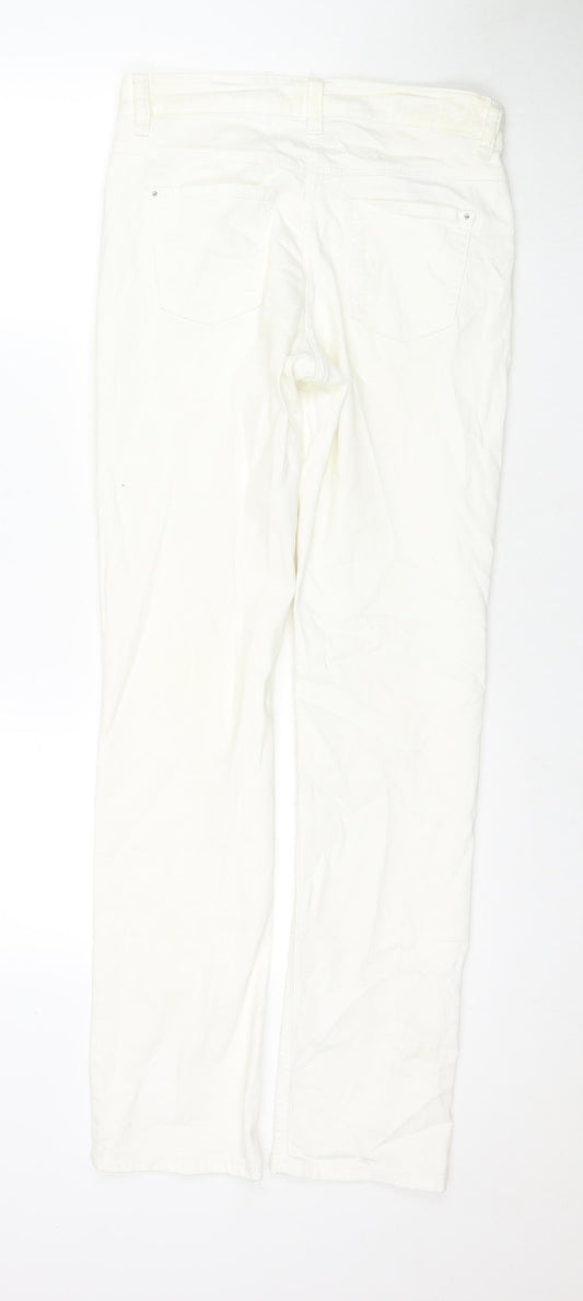 MAC Womens White Cotton Skinny Jeans Size 8 L32 in Regular Zip