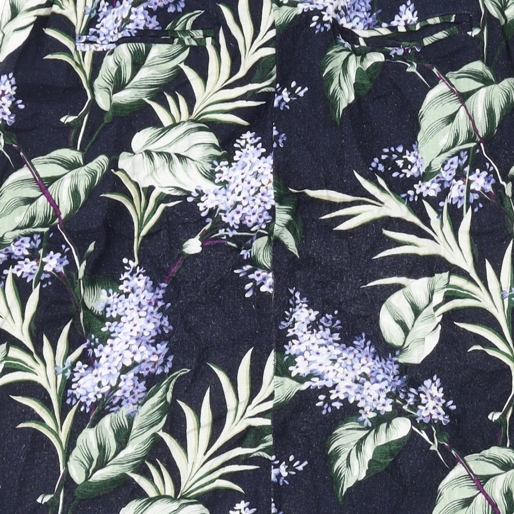 Oasis Womens Black Floral Viscose Straight & Pencil Skirt Size 8 Button