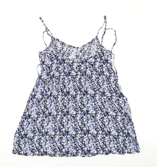 Divided by H&M Womens Blue Floral Viscose Camisole Tank Size 6 Scoop Neck