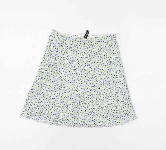 Divided by H&M Womens White Floral Polyester Mini Skirt Size 4 Zip
