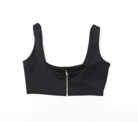 Womens UK Size 10 PRETTYLITTLETHING Black Cropped Tank