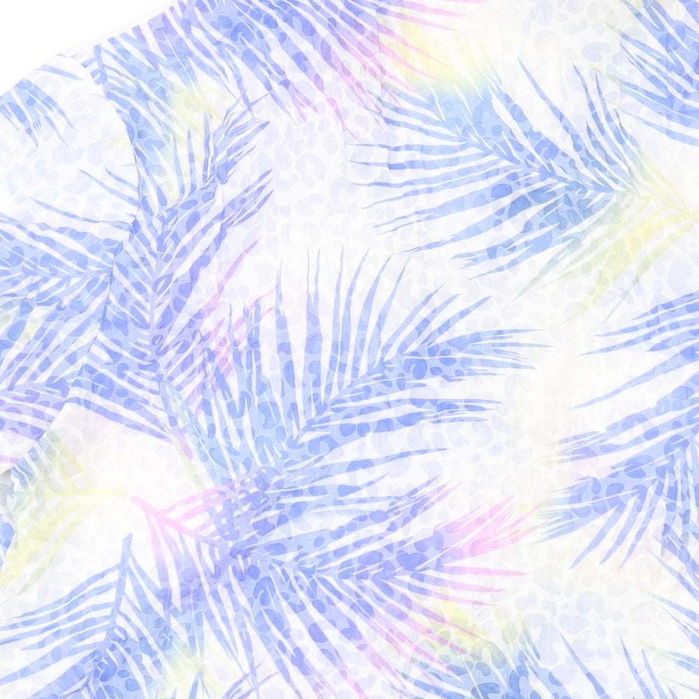 EWM Womens Blue Geometric Polyester Basic Button-Up Size 12 V-Neck